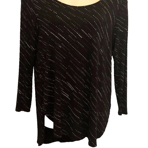 Women's APT. 9 Black Multi Asymmetrical Scoop Neck Jersey Top Size XL - Picture 3 of 9